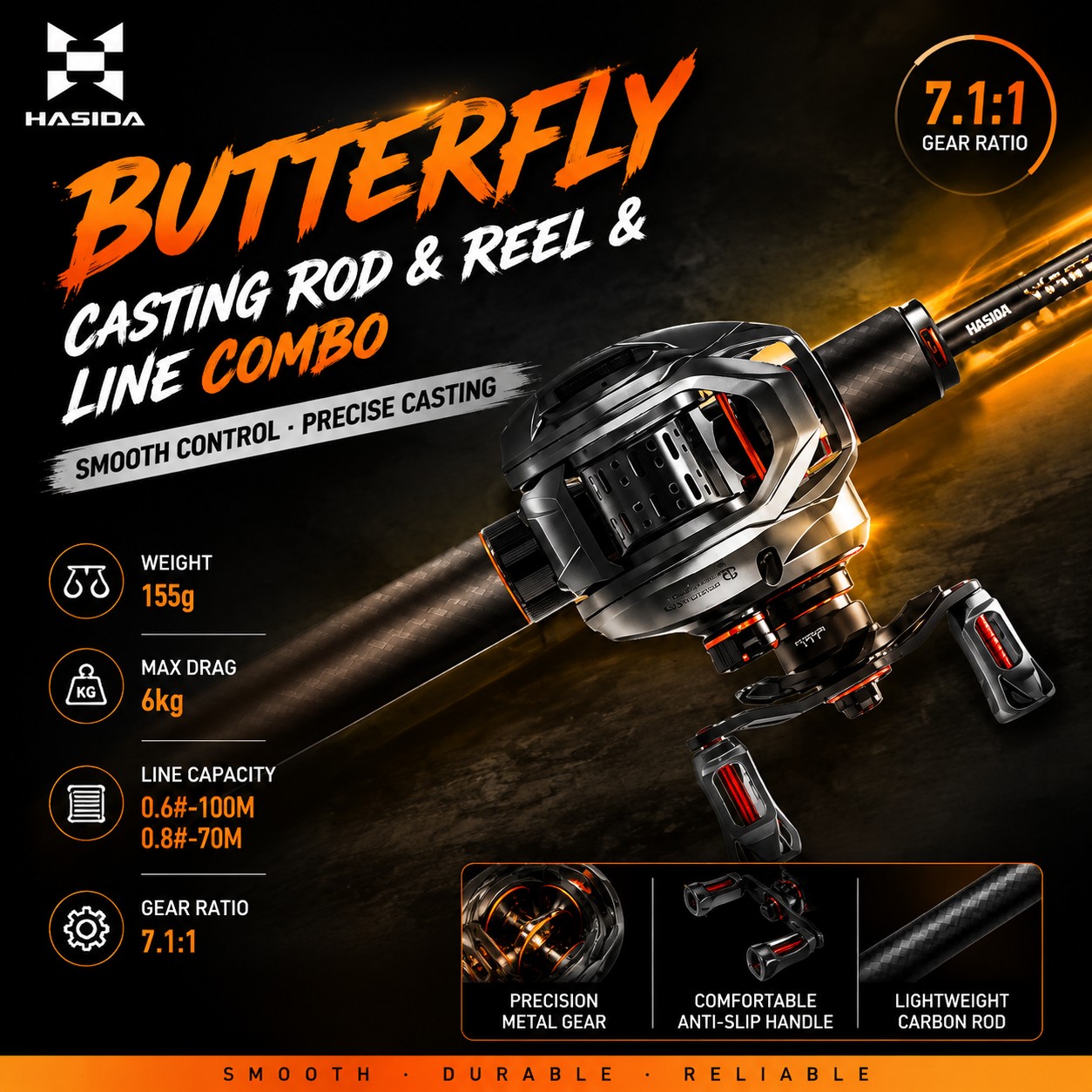 Fishing Rod Combo - HASIDA BFS Carbon Fiber Fishing Rod